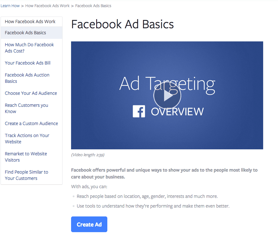 Facebook Ad Basics From Facebook